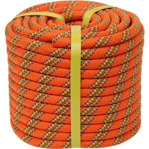 Double Braided Arborist Rope - 1/2 Inch x 200 Feet Polyester High Strength Climbing Rope for Tree Work, Halyard, Sailing (Orange)