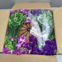 INSPRING Artificial Outdoor Flowers Hanging Baskets Faux Plants Summer Decoration, UV Resistant Fake Silk Morning Glory in Planter Look Real Petunias for Outside Patio Porch Balcony Garden Home, 2Mix