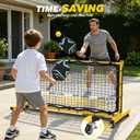 Fostoy Pickleball Rebounder Practice Net with Wheel, Adjustable Angle | 6FT Mini Pickleball Training Net, With Court Markers, Driveway, Backyard Indoor Garage, Easy Setup for Team Training
