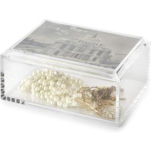 Huang Acrylic Rectangular Jewelry Box with Photo Lid | 5"x7" Multipurpose Storage Box for Keepsakes, Jewelry, Trinkets
