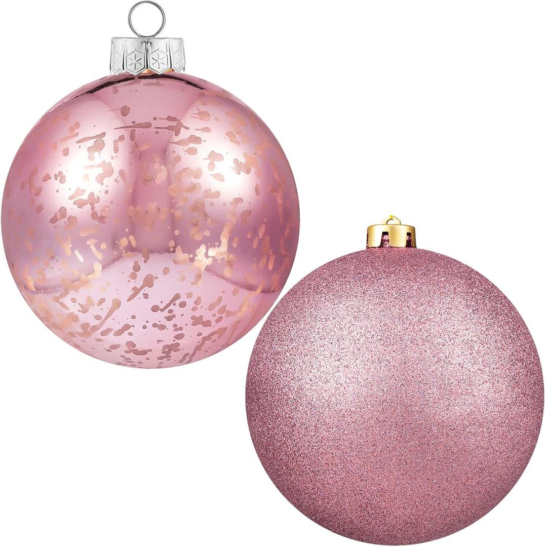 XmasExp 6in Large Christmas Ornaments Christmas Ball Ornaments Giant Tree Decoration Shatterproof Decorative Hanging Balls for Holiday Party Decor (Pink,2pcs)