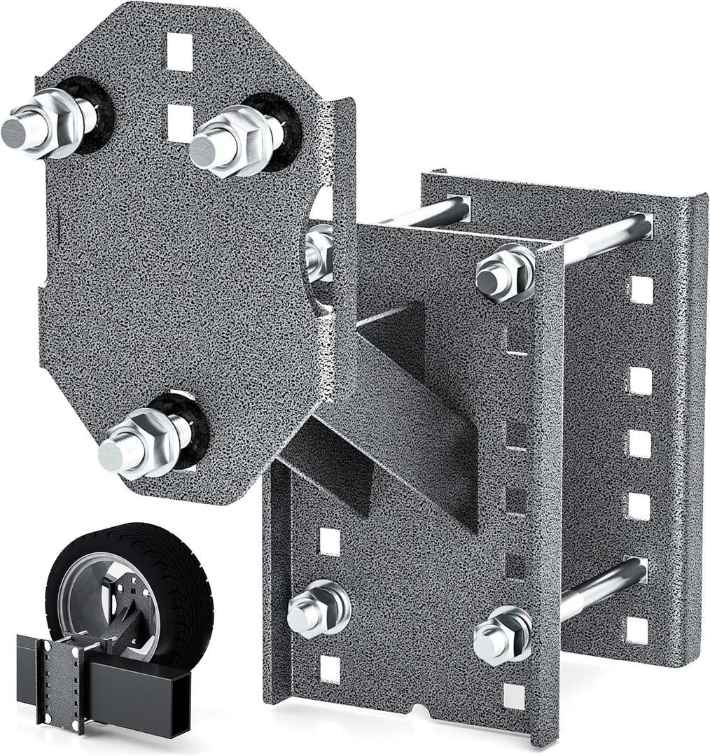 Trailer Spare Tire Mount, 5mm Thick Heavy Duty Steel Spare Tire Carrier Bracket for Utility Trailer Boat Trailer RV Trailer and Camper, Spare Tire Holder Parts Fits Most 4 & 5 & 6 Lugs Trailer Wheels