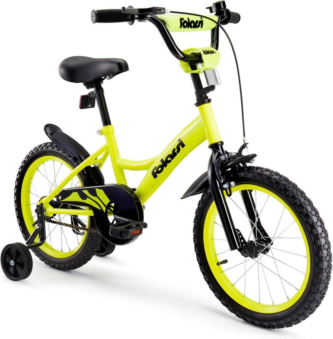 Kids Bike 14 16 18 Inch Bicycle for 3-9 Years Boys Girls BikeChildren's Bicycle with Bell Training Wheels, Multiple Colors (yellow)