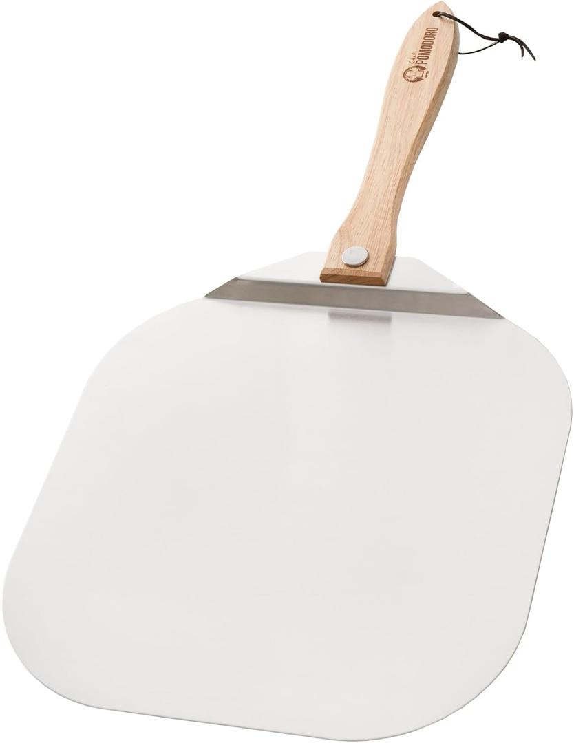 Chef Pomodoro Pizza Peel 16 inch, Pizza Spatula with Foldabe Wood Handle for Easy Storage, Pizza Accessory for Homemade Pizza, 16 X 14 Inch