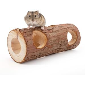 Niteangel Natural Wooden Hamster Mouse Tunnel Tube Toy Forest Hollow Tree Trunk
