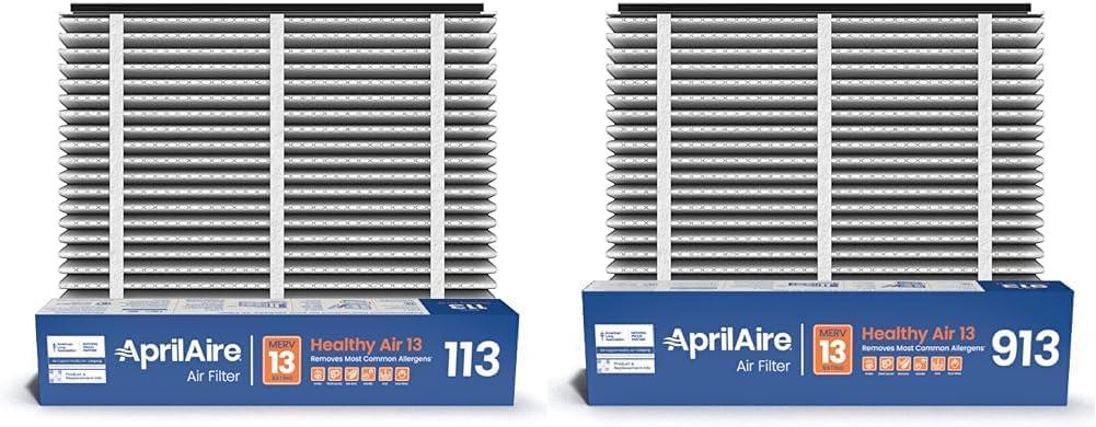 AprilAire 113 MERV 13 Replacement Whole-House Furnace Air Purifier Filter - 16x20x4 (1 Pack) + AprilAire 913 MERV 13 Replacement Whole-House Furnace Air Purifier Filter - 25x20x4 (1 Pack) Bundle