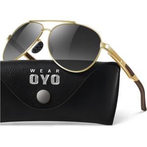 WEAROYO Polarized Sunglasses Men Womens Al-Mg Alloy Frame Spring Hinges Pilot Military Style UV400 Protection Driving