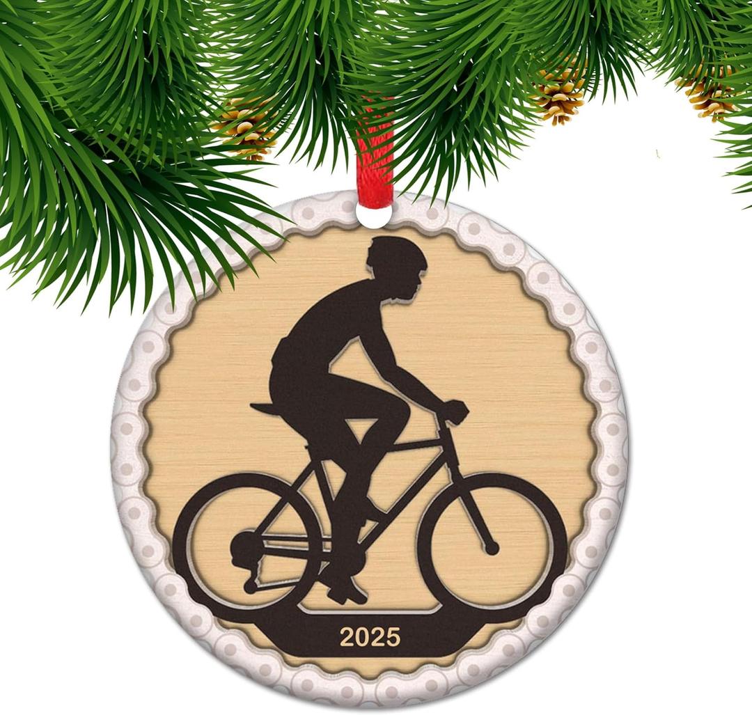 Biking Ornament - Bike Lover Christmas Tree Decor, Bicycle Ornament, Gift for Biking Enthusiasts, Cyclist Gift, Bike Themed Holiday Decoration (C01)