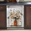 Magnetic 3D Daisy Butterfly Dishwasher Panels Sticker Kitchen Decorate,Personality Decor Refrigerator Door Manget Cover Sheet,Flower Fridge Mangets Decals 23"" x 26"", Rimyy40-2 (23" x 26" Magnetic)