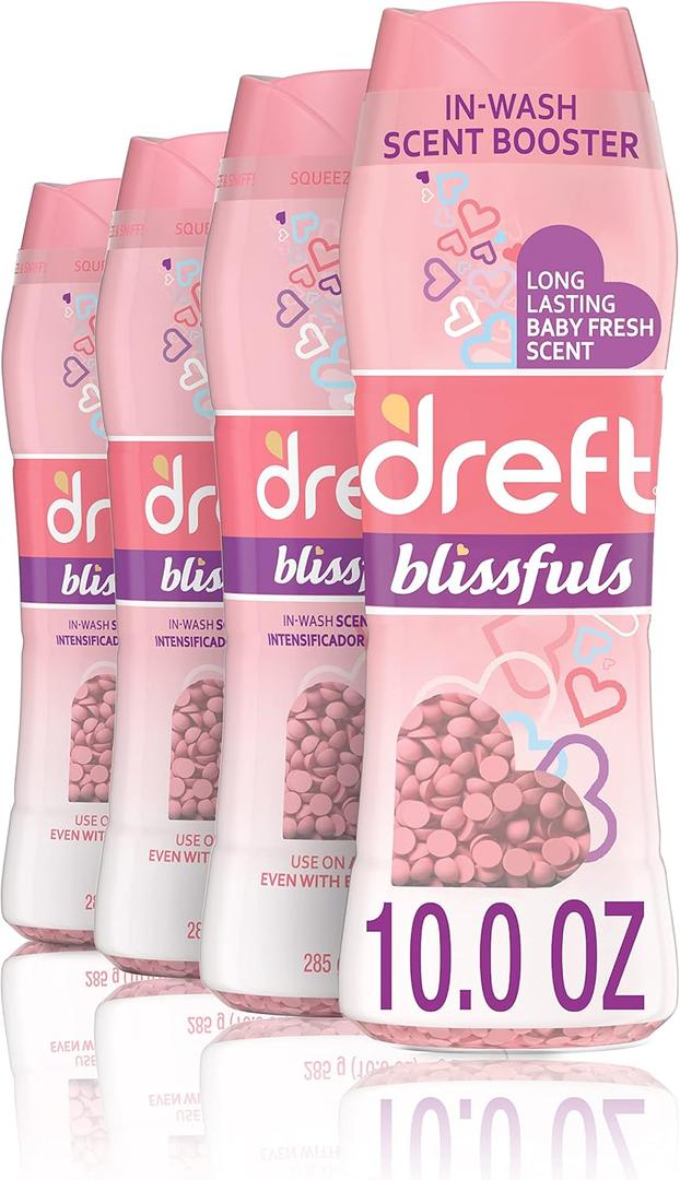 Dreft Blissfuls In-Wash Scent Booster Beads, Baby Fresh Scent, 10.0oz (Pack of 4)(Best Before 2027)