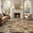 8x10 Ft Large Area Rugs for Living Room, Soft Non-Slip Washable Rugs Modern Abstract Pattern Carpet for Bedroom Indoor Floor Nursery Home Decor (Brown)