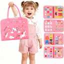 Toddler Montessori Busy Board Toys for Little Girl Gifts: Educational Preschool Learning Travel Toys, Busy Book Learning Sensory Toys for Toddler Girls, Girls Unicorn Christmas Birthday Gifts (Pink)