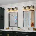 Black Gold Crystal Bathroom Vanity Light 3-Lights Modern Bathroom Lighting Fixtures Over Mirror, Wall Light Fixtures