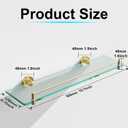 20 Inches Glass Shelves for Bathroom, Brushed Gold Floating Glass Shelf Stainless Steel Tempered Glass Bathroom Shelves for Wall Mount Modern