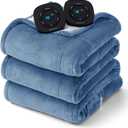Bedsure Electric Blanket Queen Size - Dual Control Heated Blanket Queen, Fast Heating with 10 Time Settings & 10 Heat Settings, Warm Gift for Grandma (84x90 inches, Blue)