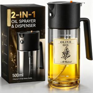 Costop Professional 500ml Glass Oil Sprayer - 3-in-1 Kitchen Tool: Fine Mist, Stream & Pour | Leak-Proof Design for Air Fryer, BBQ & Cooking | BPA-Free (Black)