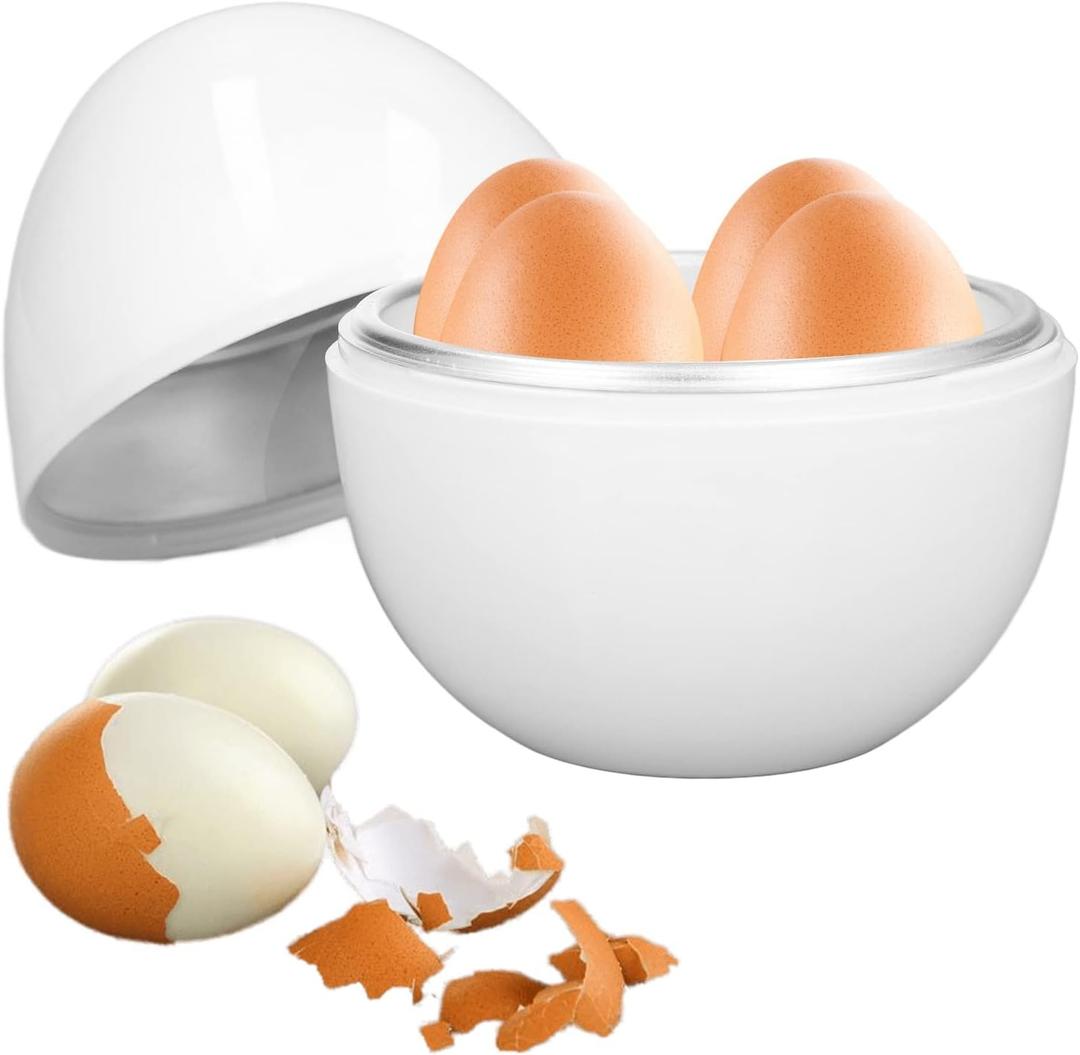 Microwave Egg Cooker for 4 Eggs, Hard Boiled Egg Cooker Compact Microwave Safe Egg Boiler for Hard Soft or Poached Eggs Space Saving Design
