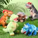 Leitee 8 Pcs Dinosaur Stuffed Animal Set Dinosaur Plush Toys Bulk Soft Assortment Tyrannosaurus Triceratops Cuddly Plush Stuffed Animals for Boys Girls Birthday Party Favors Gifts