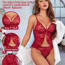 Avidlove Sexy Pajama Set for Women Floral Lace Lingerie Open Front Cami and Panty Sleepwear S-XXL