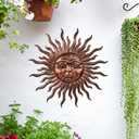 VEWOGARDEN Sun Outdoor Wall Decor, 29" Waterproof Large Metal Wall Art for Home Outside Patio Garden Fence Decorations, Antique Bronze
