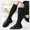 Girls Knee High Socks Seamless Boys School Uniform Socks Kids Knee High Stockings Long Tube Sock 3 Pairs (Black)