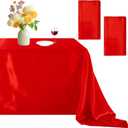 B-COOL Red Satin Tablecloth: Party Tablecloth 2 Pack 90x132inch Rectangle Table Overlays for Holiday Wedding Baby Shower Ceremony