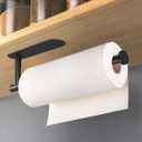 VAEHOLD Adhesive Paper Towel Holder Under Cabinet Wall Mount for Kitchen Paper Towel, Black Paper Towel Roll Holder Stick to Wall, Stainless SteelBlack
