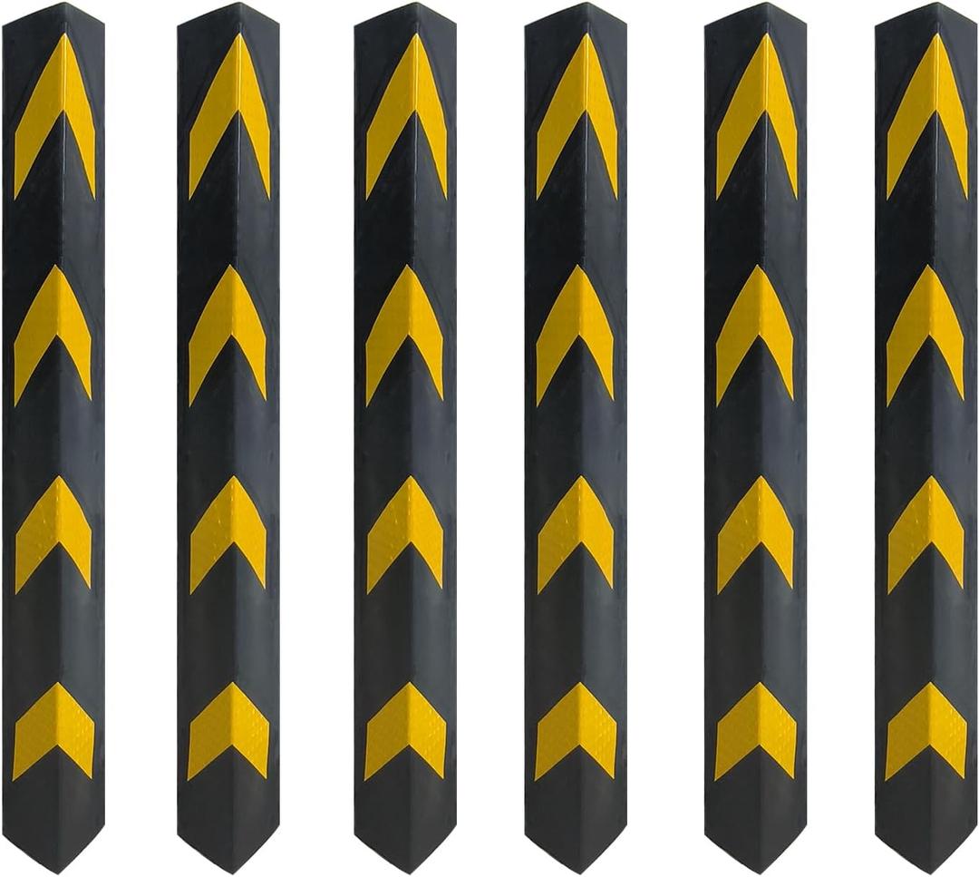 27" Rubber Garage Wall Protector Corner Guard for Parking Lot Warehouse Edge, Pack of 6