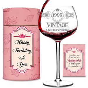 Vintage 1995 Engraved Wine Glass - 30th Birthday Gifts for Her, 30 Year Old Women Gift, 1995 Woman Wine Glass, Turning Thirty Present, 30th Birthday Gifts Ideas for Daughter, Wife, Sister, Ladies