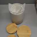 vancasso Sabine Ceramic Canister Set with Airtight Wood Lids - 3-Piece Kitchen Storage for Flour, Sugar, Coffee, Tea & Spices - Modern Countertop Decor