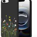 Unov Case Designed for iPhone 17e / 16e, Black Phone Case with [Anti-Slip Embossed Pattern], Shockproof Slim Protective [Anti-Scratch TPU] Back Cover, Floral Bouquet