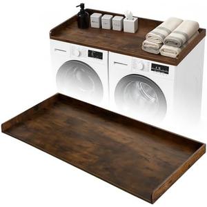 Ewenono Washer Dryer Countertop, 54" ×27.5” Washer and Dryer Topper for Laundry Room Organization(Vintage Brown)(missing parts)