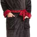 FashGudim Mens Robes Big and Tall with Hood Two-Tone Flannel Fleece Contrast Bathrobe Full Length Plush Long Robe House Coat, Size: X-Large-XX-Large Big Tall