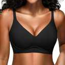 Jelly Bras for Women - S-2XL Seamless Wireless Padded Bralette with Support, Comfy Everyday T-Shirt Bra No Underwire (Medium, Black)