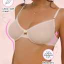 Women's Sexy Sheer Balconette Bra Mesh Unlined Underwire Bras Demi Plunge See Through Unpadded Lace Everyday Bralette (36D, Nude)