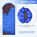 0 Degree Sleeping Bag for Cold Weather,100% Cotton Flannel XXL for Adults Big and Tall Cold Weather Winter Zero Degree Camping,Free Compression Sack (Blue)
