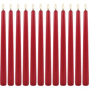 12Pack Red Taper Candles-10 inch Unscented and Dripless Dinner Candles, 8-9 Hours Burn Time, Hand Poured Tall Candlesticks-Ideal for Home Decor Weddings, Dinner Parties, Christmas Candlesticks