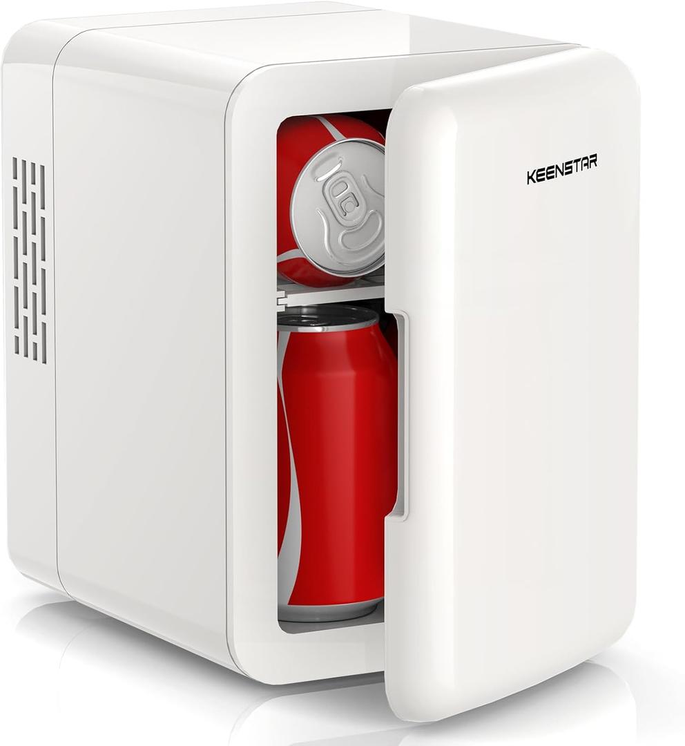 4L Mini Fridge for Skincare & Food, 110V/12V Cooler & Warmer, Portable Refrigerator for Bedroom, Office, Car, Dorm - Ultra Quiet, Energy Efficient, Dual Use for Breast Milk, Cosmetics, Snacks (White)