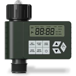 Hose Faucet Water Timer for Outdoor Garden, Ortis Programmable Sprinkler Timer with Rain Delay/Manual/Automatic Mode, IP67 Leak-Proof Design for Lawn Yard, 1 Outlet