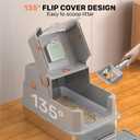 Stainless Steel Litter Box with Lid, Anti-Leakage Enclosed Metal Litter Box, Flip-Top Extra Large Kitty Litter Pan with Scoop & Pedal, Odor Free, Front & Top Dual Entry, Light Gray