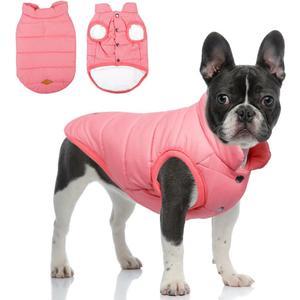 Warm Dog Coat, Windproof Dog Jacket Fleece Pet Winter Coats Solid Color Dogs Clothes Cold Weather Pet Jacket Vest Soft Puppy Apparel for Small Medium Dogs Cat (M, Pink) (Medium(Chest: 19.7'', Back: 12.2''))
