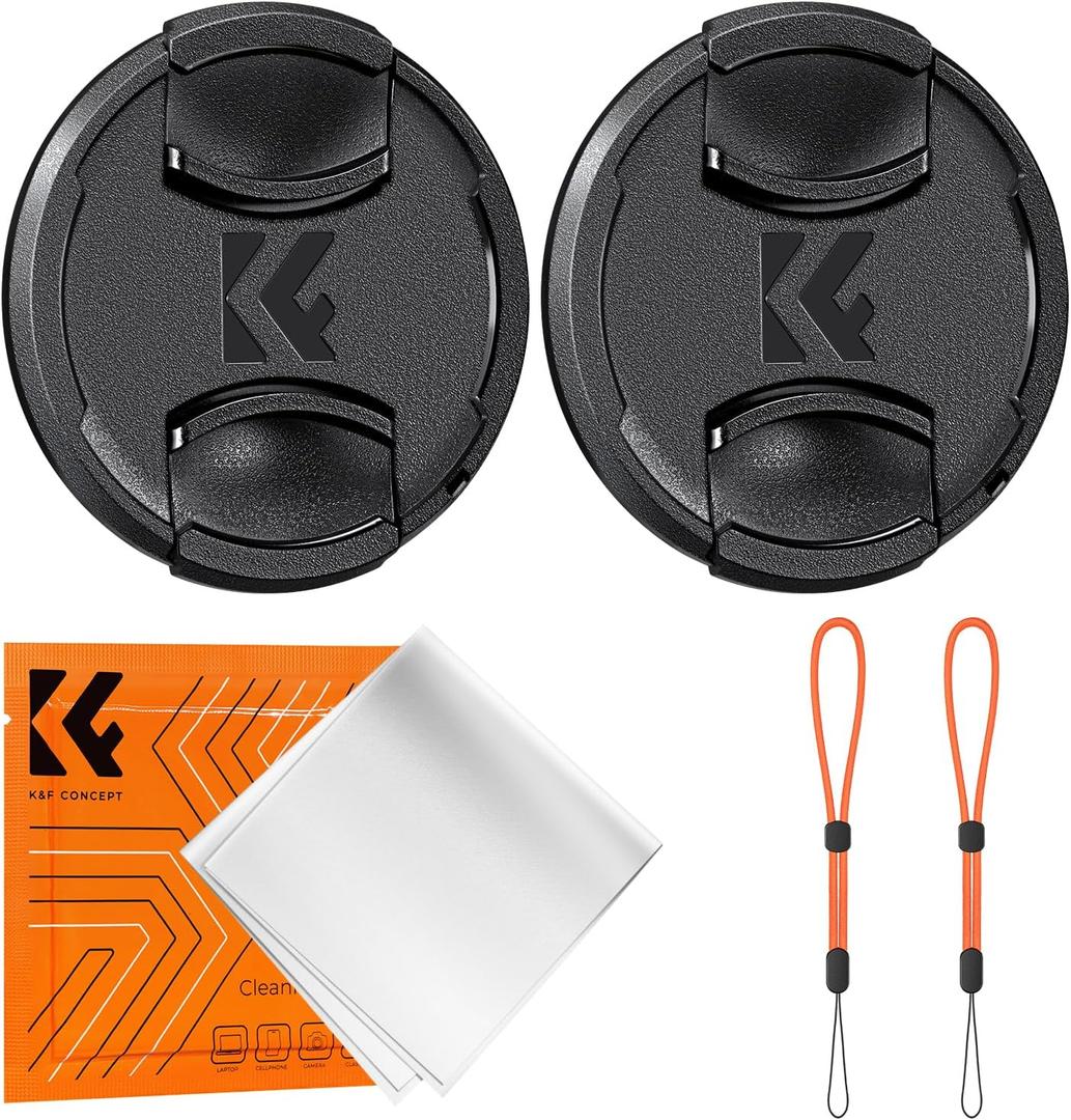 K&F Concept 67mm Front Lens Cap Cover Kit, 5-in-1 Center Pinch Lens Cover + Anti-Loss Keeper + Microfiber Cleaning Cloth Compatible with Canon, Nikon, Sony, Fujifilm Camera Lenses with 67mm Thread