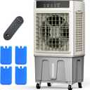 Windowless Swamp Cooler, 3 in 1 Evaporative Portable Air Conditioner with Remote, Cooling Fan Ac Unit,3 Speed, 24H Timer, 5.3 Gal Water Tank, 4 Ice Box for Garage, Patio, Bedroom Home Office Outdoor (Large)