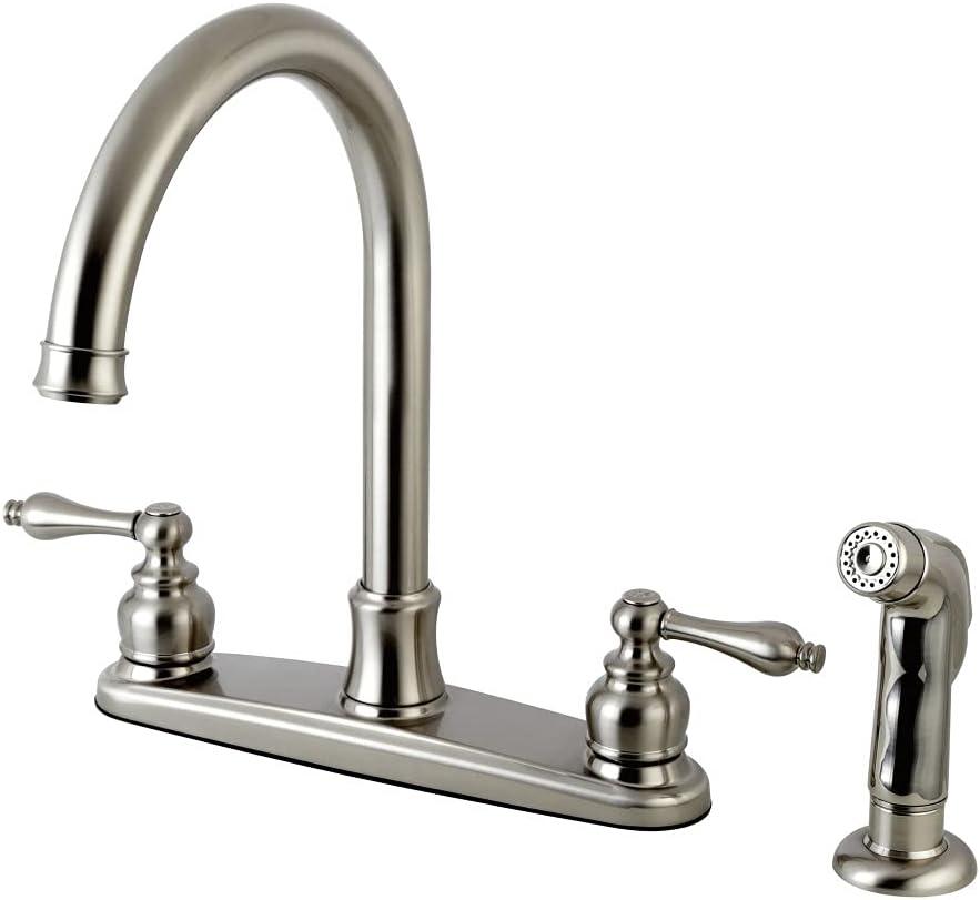 Kingston Brass FB7798ALSP Victorian 8-Inch Centerset Kitchen Faucet with Sprayer, Brushed Nickel