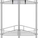 HuggieGems 4 Tier Floor Standing Corner Shower Caddy Organizer Shelf with Hooks, Bathroom Shelves Stand Rack, Silver