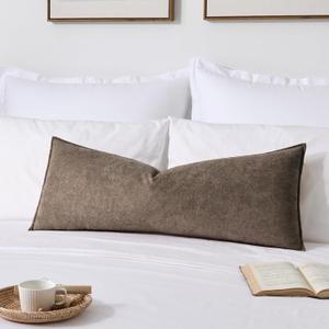 Kevin Textile 14x36 Inch Long Lumbar Cover 1 Pack Soft Boucle Textured Decorative Waterproof Rectangle Cushion Elegant Accent Pillows for Couch Sofa Chair Bed Home Decor Indoor Outdoor Coco Brown