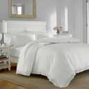 Laura Ashley Home - King Comforter Set, Reversible Cotton Bedding with Matching Shams, Stylish Home Decor for All Seasons (Annabella White, King)
