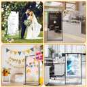 Wedding Welcome Sign Stand, 57x31x15"Easel Stand for Sign with Leather Straps, Flower Vine, Vow Card, Welcome to Our Wedding Sign Stand Holder, Heavy Duty Floor Stand Easel for Wedding Birthday Party (Black)