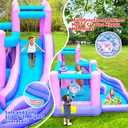 WELLFUNTIME Inflatable Bounce House, Bouncy Castle with Slide, Kids Jumping Castle with Blower, Ball Pit, Climbing Wall, Dartboard, Basketball Hoop, 108x122x86 Inch