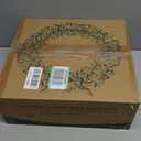 YULETIME 20-inch Christmas Wreath, Battery Operated Holiday Wreath with 20 Fairy Lights, Red & Gold Baubles, Frosty Red Berries, Pine Cones, Golden Leaves, Frosted Spruce Branches & Pine Needles